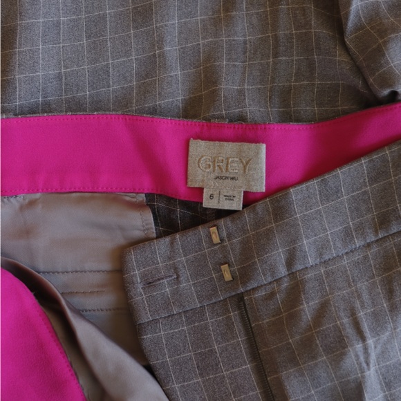 GREY Jason Wu GREY Side Stripe Check Silk Pants Pink Size 6 - Picture 5 of 5